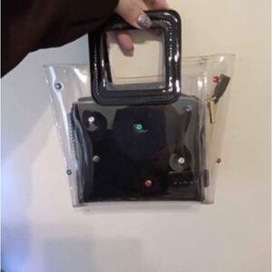 Staud Clear bag with Black Insert and Square Handles